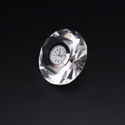 Bomboniera di cristallo utile orologio da tavolo a forma di diamente 6 cm diametro